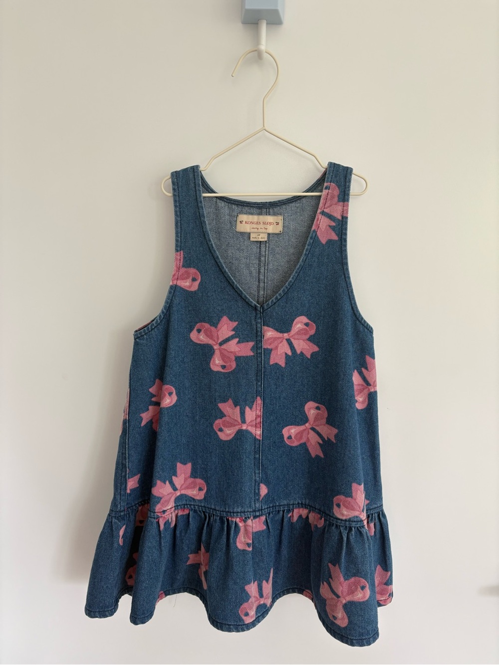 Konges Slojd Girls Magot Bella Bow Denim Dress in Blue